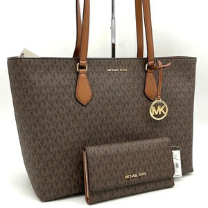 Michael Kors Large EW Crossbody Bag & Large Trifold Wallet Brown/Gold